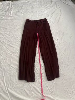 H&M Maroon Linen Blend Wide-Leg Pants NEW Size Medium